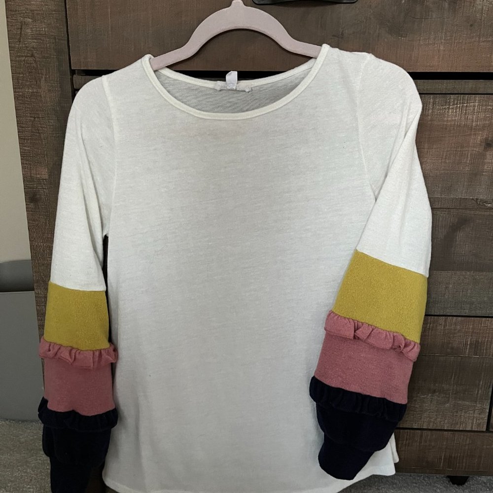 Hailey & Co | White Ruffle Sleeve Sweater